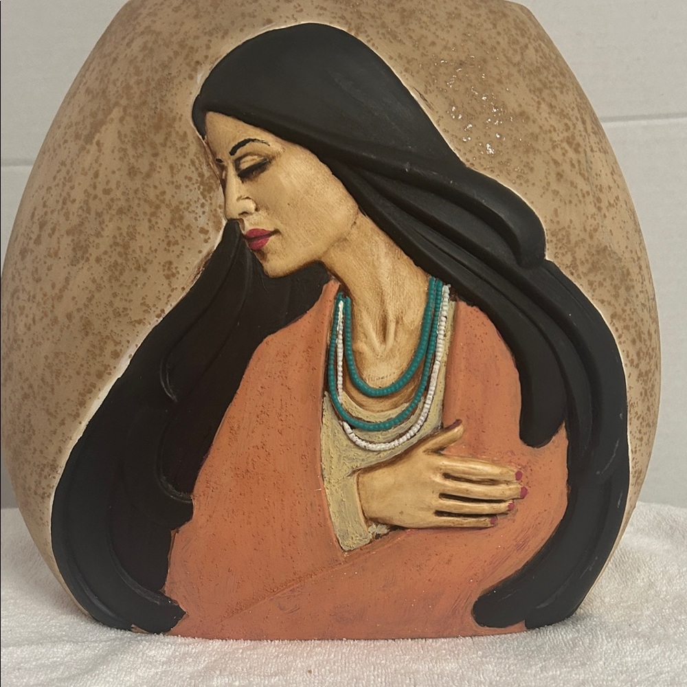 Elegant Ceramic Vase  Native American 11  inches Signed